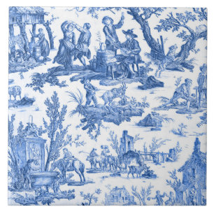 Blue Toile de Jouy Ceramic Tile