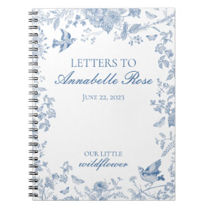 Blue Toile De Jouy Floral Letters to Birthday Girl Notebook