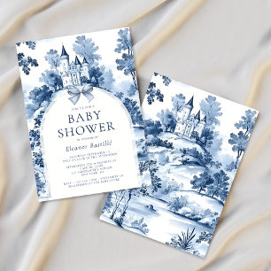 Blue Toile De Jouy French Baby Shower  Invitation