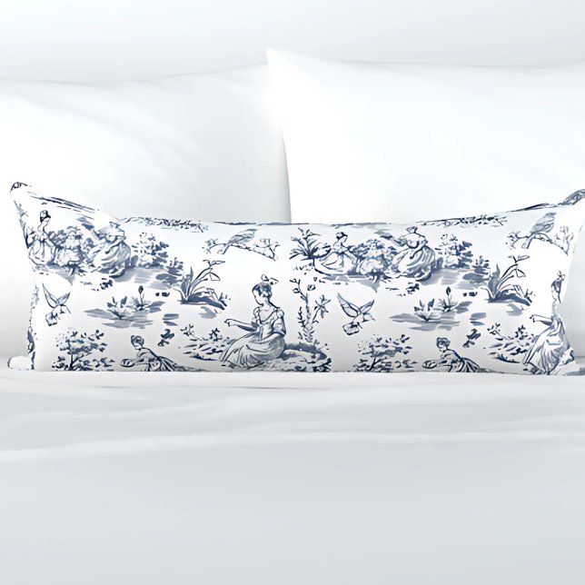 Blue Toile de Jouy, French country style Body Cushion (Creator Uploaded)