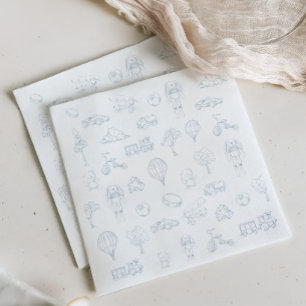 Blue Toile De Jouy Nursery Baby shower Napkin