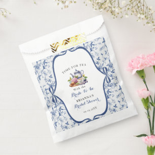 Blue Toile de jouy Tea Party Bridal shower Favour Bag