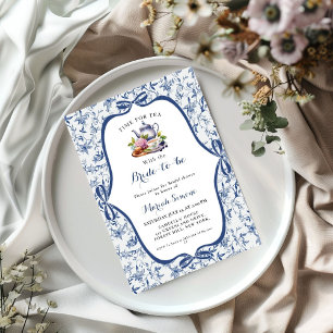Blue Toile de jouy Tea Party Bridal shower Invitation
