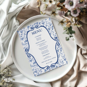 Blue Toile de jouy Tea Party Bridal shower party Menu