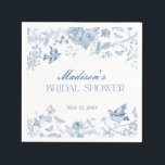 Blue Toile De Jouy Vintage Floral Bridal Shower Napkin<br><div class="desc">Something Blue before “I Do”. This Blue Chinoiserie Party Decor Collection, features delicate toile floral patterns for timeless elegance. Each piece in this collection showcases intricate designs in shades of blue, evoking a sense of sophistication and elegance. ★ Let me help you plan your next party! ★ If you need...</div>