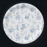 Blue Toile De Jouy Vintage Floral Chinoiserie Paper Plate<br><div class="desc">This Blue Chinoiserie Party Decor Collection, features delicate toile floral patterns for timeless elegance. Each piece in this collection showcases intricate designs in shades of blue, evoking a sense of sophistication and elegance. ★ Let me help you plan your next party! ★ If you need coordinating décor, please check my...</div>