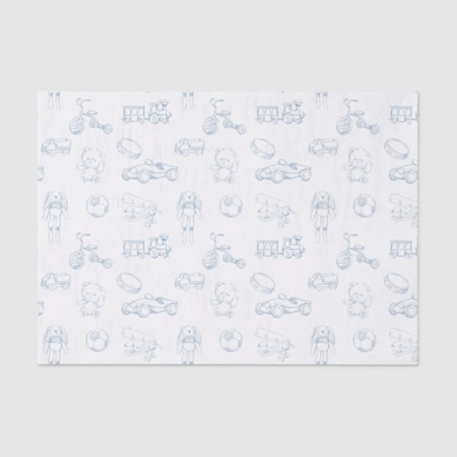 Blue Toile de Jouy Vintage Nursery Tissue Paper (Front)