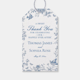 Blue Toile De Jouy Weddin Party Favours Gift Tags