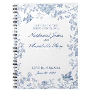 Blue Toile De Jouy Wedding Letters Bride and Groom Notebook