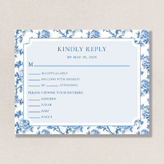 Blue Toile de Jouy Wedding Response Enclosure Card