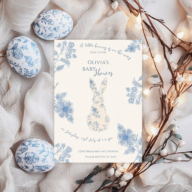Blue toile Easter Baby Shower Invitation (Creator Uploaded)
