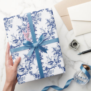 Blue Toile Elegance Wrapping Paper