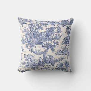 Blue Toile - English - French Country side Classic Cushion