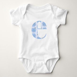 Blue Toile Floral Hydrangea "E" One-Sie Baby Bodysuit