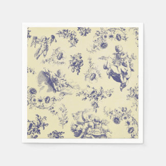 Blue Toile French Country Cherub Pattern Napkin