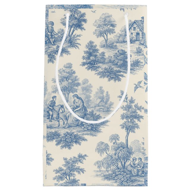 Blue Toile Gift Bag (Front)