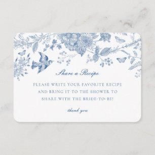 Blue Toile Jouy Share a Recipe Invitation Insert