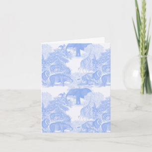 Blue Toile Jungle Animals Safari Chinoiserie Card