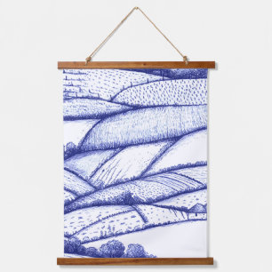 Blue Toile Landscape French Pastoral Scenes Hanging Tapestry