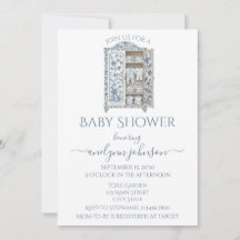 Blue Toile Layette Baby Shower 