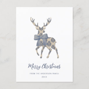 Blue Toile Merry Christmas Holiday Postcard