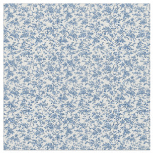 Blue Toile Petite Floral Pattern Fabric