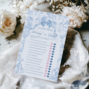 Blue Toile Safari Animal Baby Mum or Dad Game