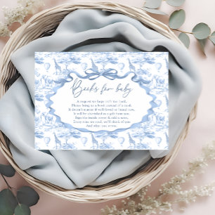 Blue Toile Safari Animal Books For Baby Ticket Enclosure Card