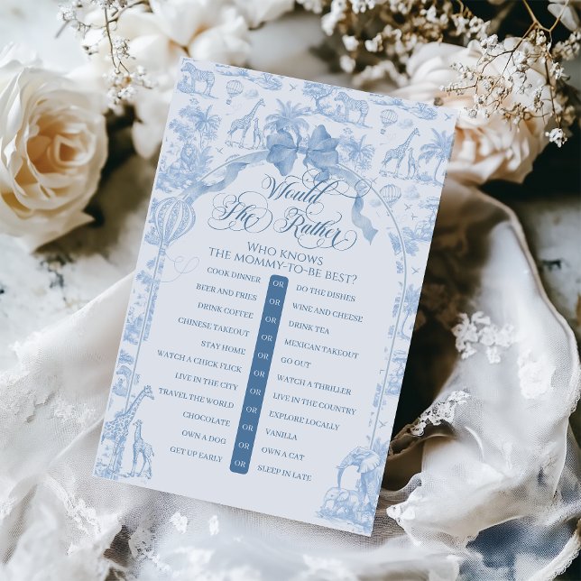 Blue Toile Safari Animal Would Mum Rather Game (Creator Uploaded)