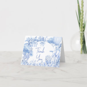 Blue Toile Safari Baby Shower Thank You Card