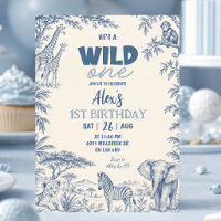 Blue Toile Safari Wild One First Birthday