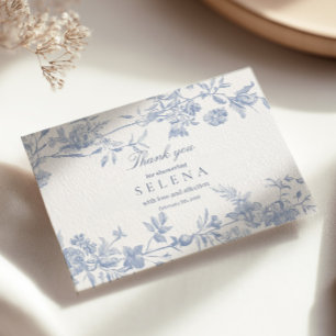 Blue Toile Thank You Card   Elegant Bridal Shower