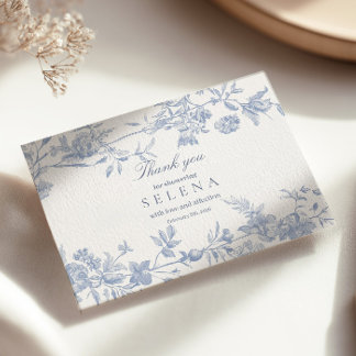 Blue Toile Thank You Card | Elegant Bridal Shower