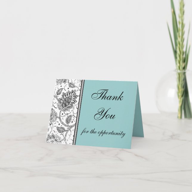 Blue Toile Thank You Cards, Personalised Card (Front)