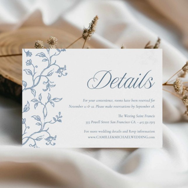 Blue Toile Wedding Details Card (Blue Toile Wedding Details Card)