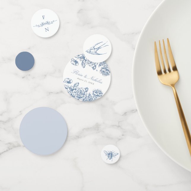 Blue Toile Wedding Table Confetti Chinoiserie (Group)