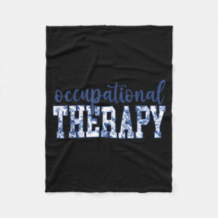 Blue Toile Wildflower Occupational Therapy Ot Flor Fleece Blanket