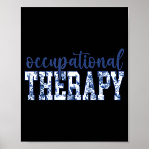 Blue Toile Wildflower Occupational Therapy Ot Flor Poster