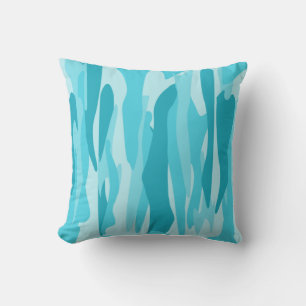 Blue Tone Abstract Camouflage Throw Pillow