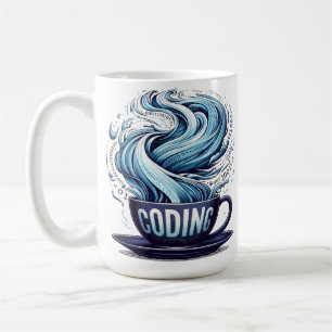 Blue Tone Coding Coffee Binary Numbers Programmer  Coffee Mug