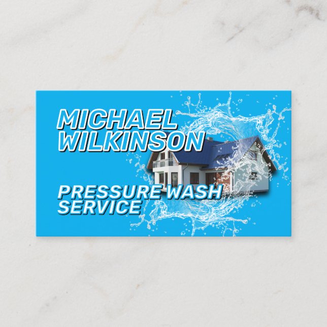 Blue tone pressure wash business card (Front)