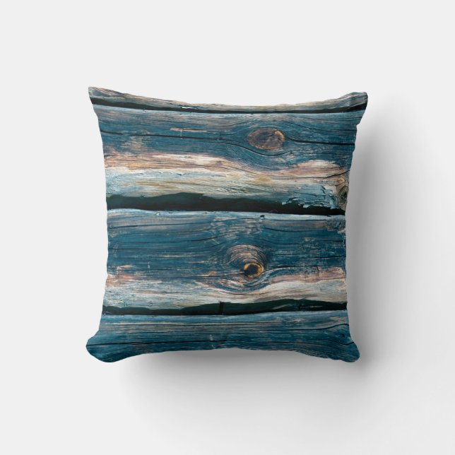 Blue toned log house wall. Abstract background and Cushion (Front)