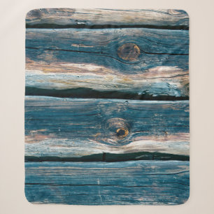Blue toned log house wall. Abstract background and Sherpa Blanket