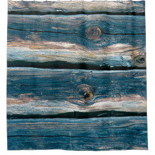 Blue toned log house wall. Abstract background and Shower Curtain