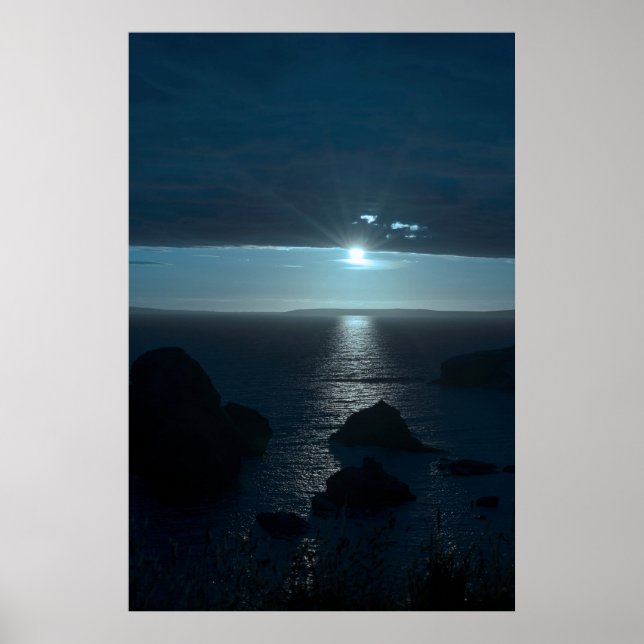 blue toned wild atlantic way sunset poster (Front)