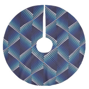 Blue Tones Geometric Wavy Pattern Brushed Polyester Tree Skirt