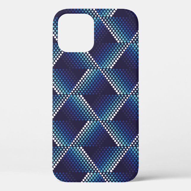 Blue Tones Geometric Wavy Pattern Case-Mate iPhone Case (Back)