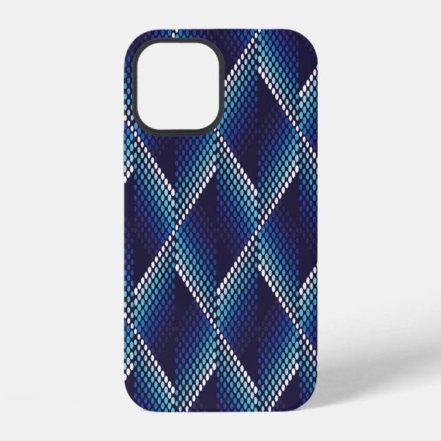 Blue Tones Geometric Wavy Pattern iPhone Case (Back)