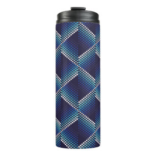 Blue Tones Geometric Wavy Pattern Thermal Tumbler
