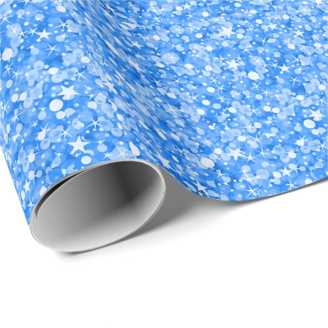 Blue Tones Glitter And Sparkles Wrapping Paper (Roll Corner)